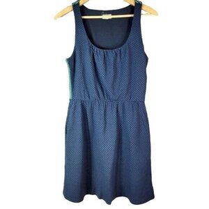 Maison Jules Womens Tank Dress Blue Green Large Pockets Sleeveless Dot Striped